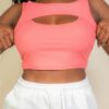 Ribbed Cut-Out Front Crop Top – Lightweight Rib Knit