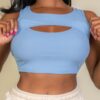 Ribbed Cut-Out Front Crop Top – Lightweight Rib Knit