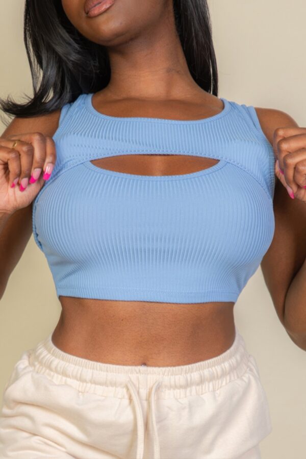Ribbed Cut-Out Front Crop Top – Lightweight Rib Knit