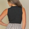 Ribbed Knit Sleeveless Top with Ruched Side