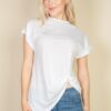 Batwing Sleeve Twist-Front Tee – Soft Polyester-Cotton