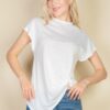 Batwing Sleeve Twist-Front Tee – Soft Polyester-Cotton