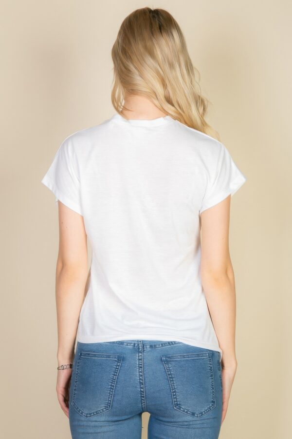 Batwing Sleeve Twist-Front Tee – Soft Polyester-Cotton