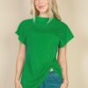 Batwing Sleeve Twist-Front Tee – Soft Polyester-Cotton