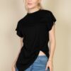 Batwing Sleeve Twist-Front Tee – Soft Polyester-Cotton