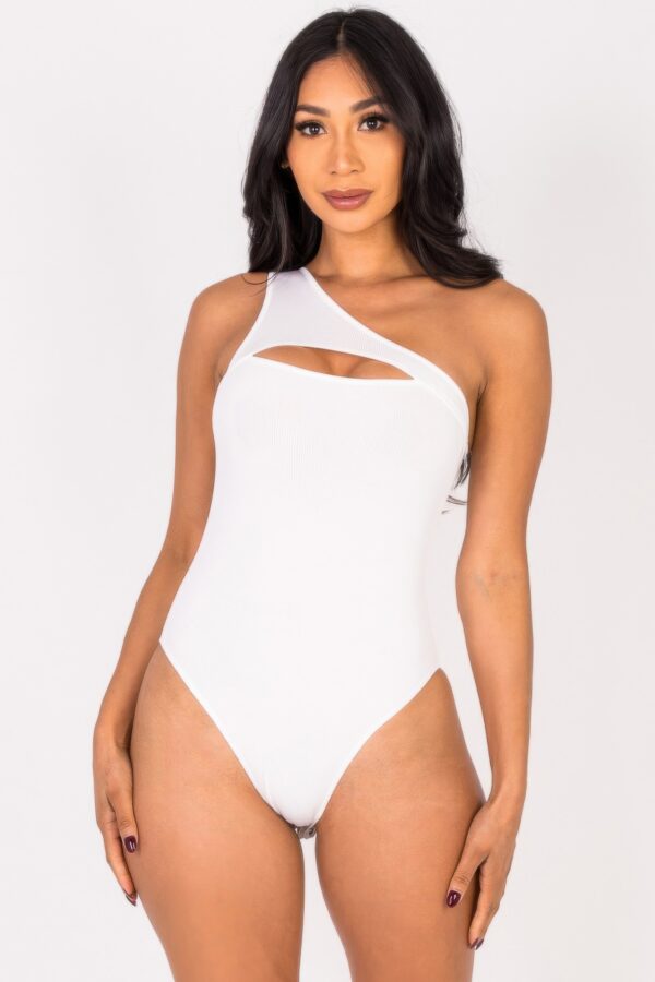 Ribbed One-Shoulder Cut-Out Bodysuit – Sleek Knit