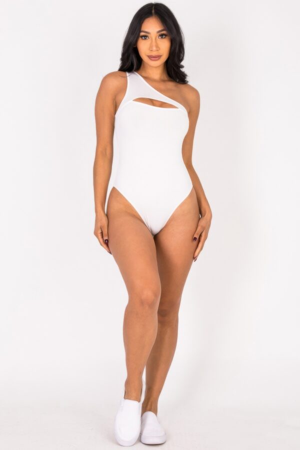 Ribbed One-Shoulder Cut-Out Bodysuit – Sleek Knit