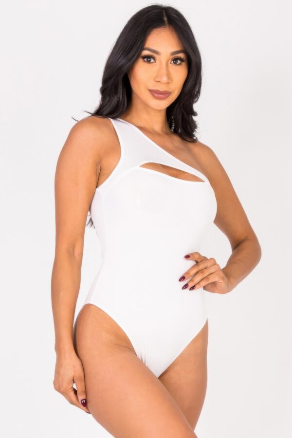 Ribbed One-Shoulder Cut-Out Bodysuit – Sleek Knit