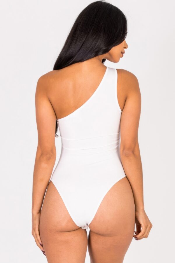 Ribbed One-Shoulder Cut-Out Bodysuit – Sleek Knit