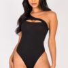 Ribbed One-Shoulder Cut-Out Bodysuit – Sleek Knit