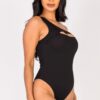 Ribbed One-Shoulder Cut-Out Bodysuit – Sleek Knit
