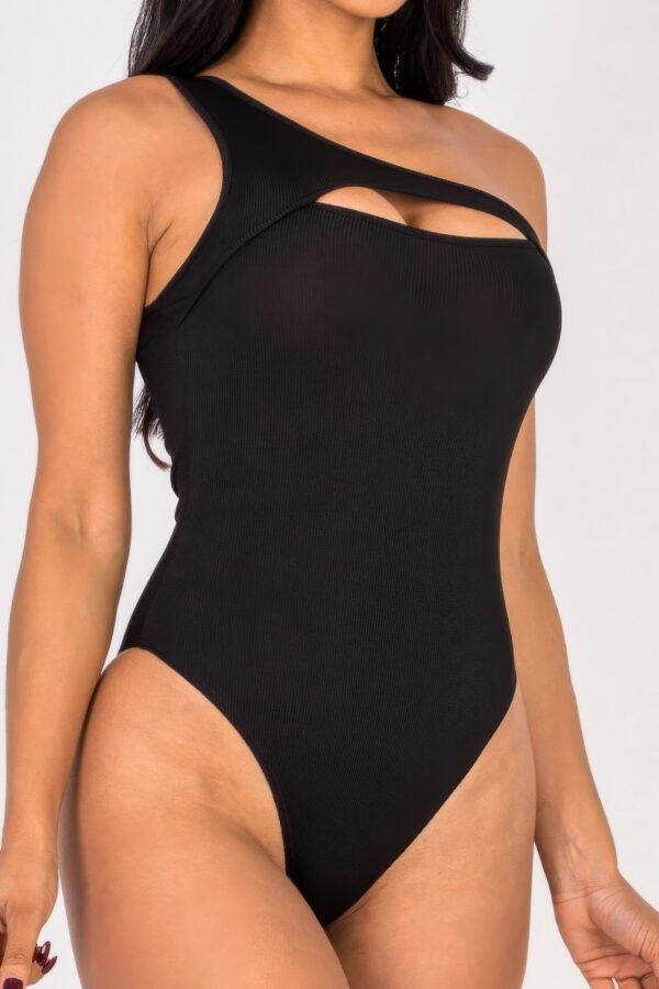 Ribbed One-Shoulder Cut-Out Bodysuit – Sleek Knit