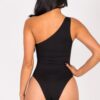 Ribbed One-Shoulder Cut-Out Bodysuit – Sleek Knit