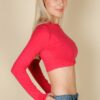 Crew Neck Cropped Long-Sleeve Top – High-Stretch Jersey