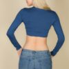 Crew Neck Cropped Long-Sleeve Top – High-Stretch Jersey