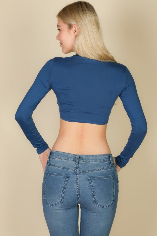Crew Neck Cropped Long-Sleeve Top – High-Stretch Jersey