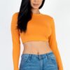 Crew Neck Cropped Long-Sleeve Top – High-Stretch Jersey