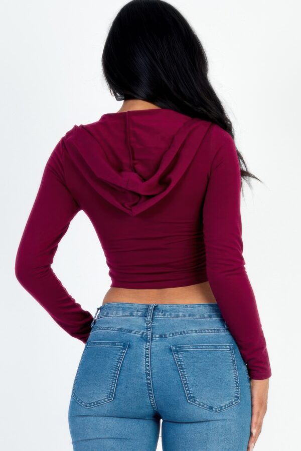 French Terry Crop Zip-Up Hoodie – Ribbed Cuffs