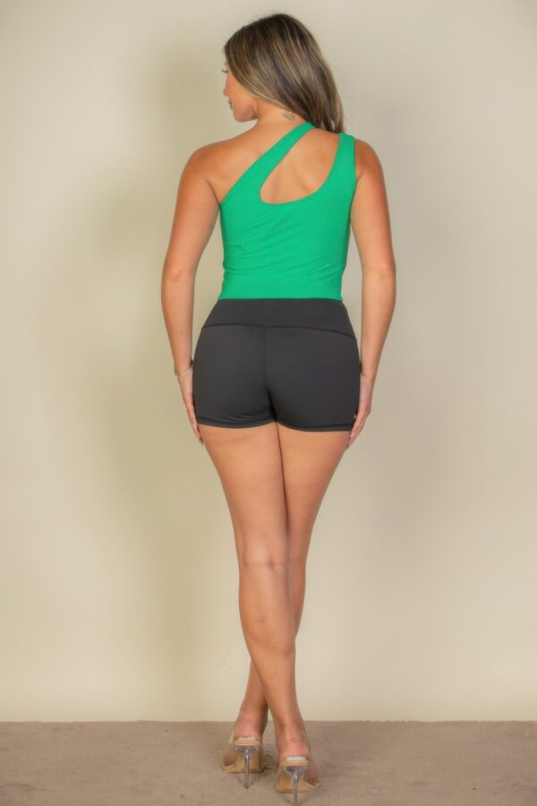 Ribbed One-Shoulder Cross-Strap Crop Top
