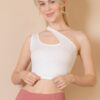 Ribbed One-Shoulder Cross-Strap Crop Top