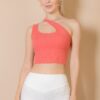 Ribbed One-Shoulder Cross-Strap Crop Top