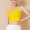 Ribbed One-Shoulder Cross-Strap Crop Top