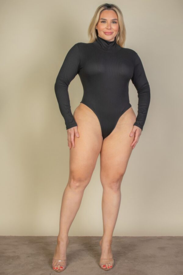 Ribbed Turtleneck Long-Sleeve Bodysuit – Plus