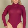 Ribbed Turtleneck Long-Sleeve Bodysuit – Plus