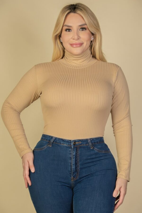 Ribbed Turtleneck Long-Sleeve Bodysuit – Plus