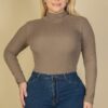 Ribbed Turtleneck Long-Sleeve Bodysuit – Plus