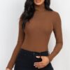 Ribbed Turtleneck Long-Sleeve Bodysuit – Form-Fitting