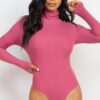 Ribbed Turtleneck Long-Sleeve Bodysuit – Form-Fitting