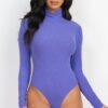Ribbed Turtleneck Long-Sleeve Bodysuit – Form-Fitting