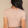 Ribbed Surplice Top with Ruched Drawstring