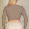 Plus Size Ribbed Wrap-Front Long Sleeve Top