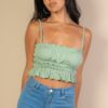 Tiered Shirred Crop Top – Ribbed Stretch