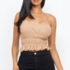 Tiered Shirred Crop Top – Ribbed Stretch