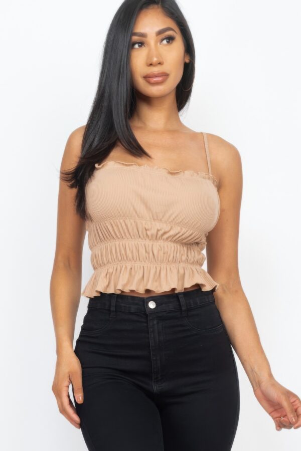 Tiered Shirred Crop Top – Ribbed Stretch