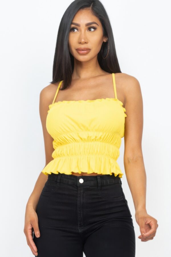Tiered Shirred Crop Top – Ribbed Stretch