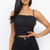 Tiered Shirred Crop Top – Ribbed Stretch