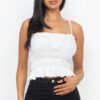 Tiered Shirred Crop Top – Ribbed Stretch