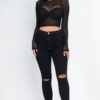 Sheer Mesh Long-Sleeve Crop Top – Edgy Layering