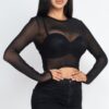 Sheer Mesh Long-Sleeve Crop Top – Edgy Layering