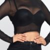 Sheer Mesh Long-Sleeve Crop Top – Edgy Layering