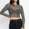 Sheer Mesh Long-Sleeve Crop Top – Edgy Layering