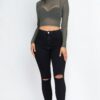 Sheer Mesh Long-Sleeve Crop Top – Edgy Layering