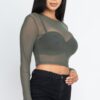 Sheer Mesh Long-Sleeve Crop Top – Edgy Layering