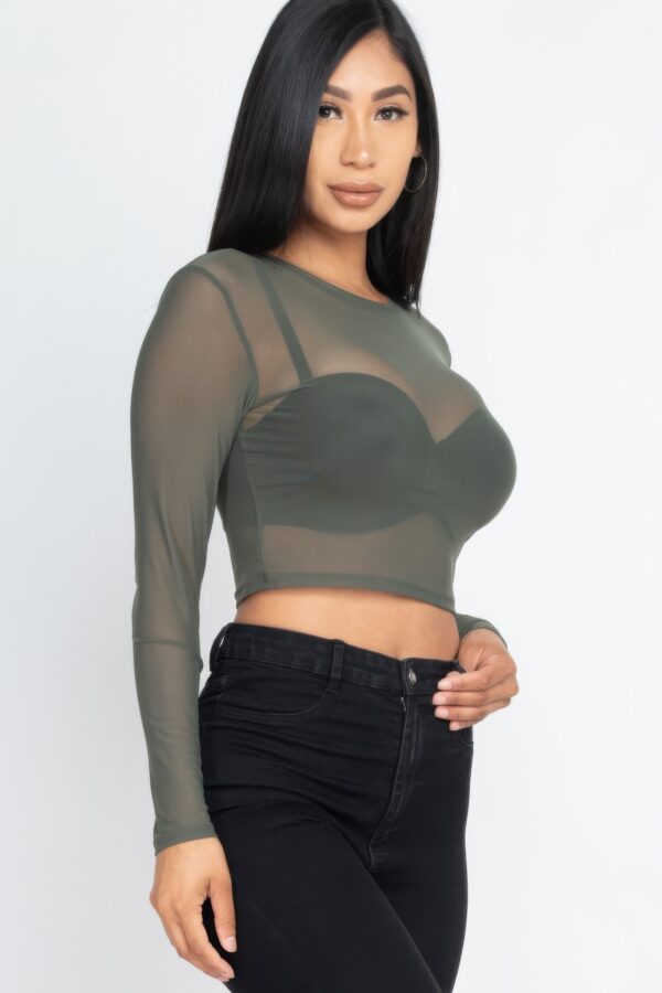 Sheer Mesh Long-Sleeve Crop Top – Edgy Layering