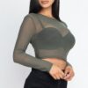 Sheer Mesh Long-Sleeve Crop Top – Edgy Layering