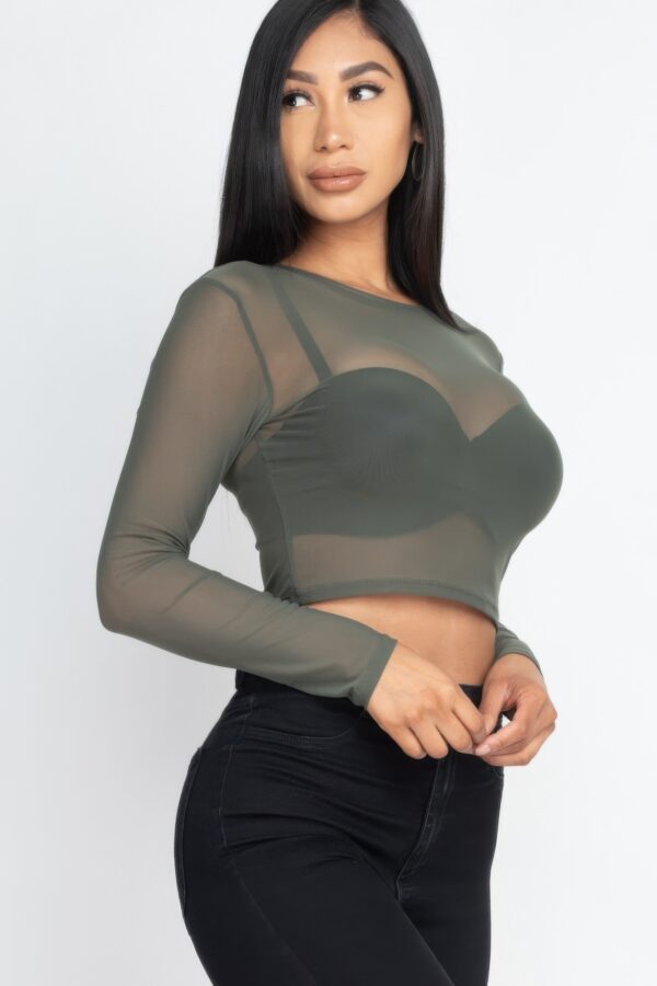 Sheer Mesh Long-Sleeve Crop Top – Edgy Layering